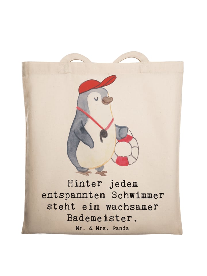 Jutetasche Bademeister schützend mit Spruch in Creme