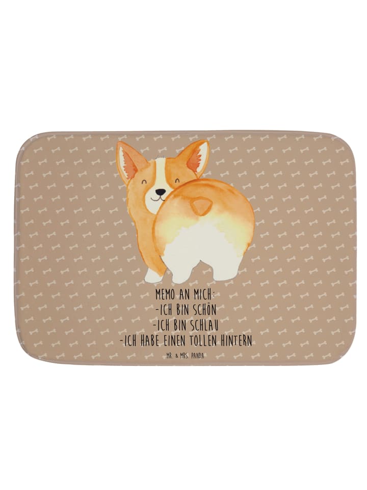 Badematte Corgi Po mit Spruch in Hundeglück