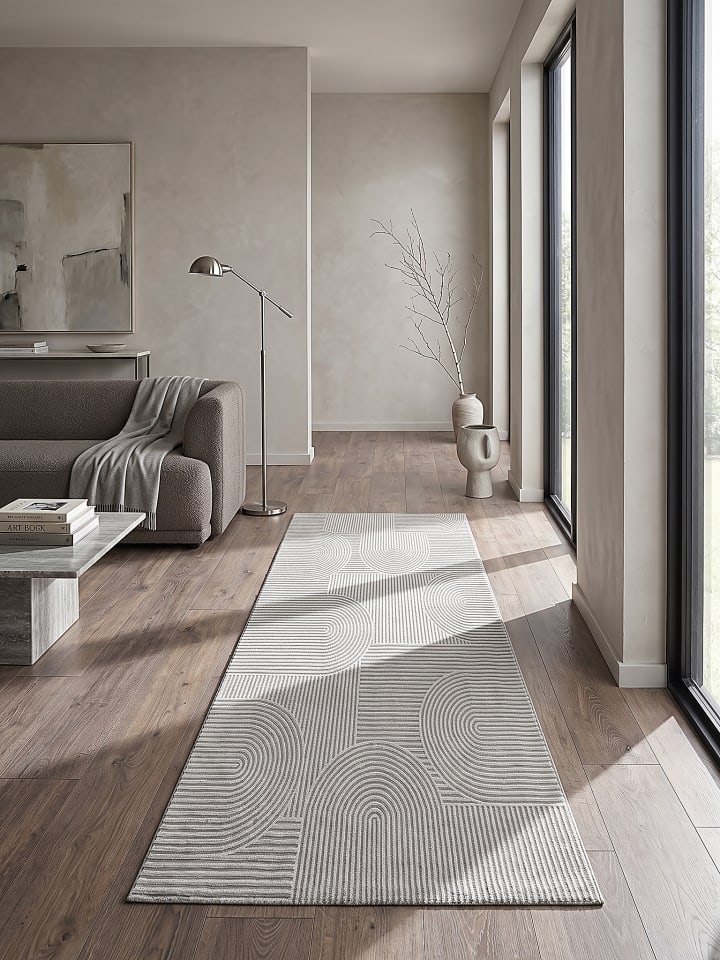 Läufer Geometrisch pflegeleicht Wohnzimmer Schlafzimmer Flur Esszimmer in Grau