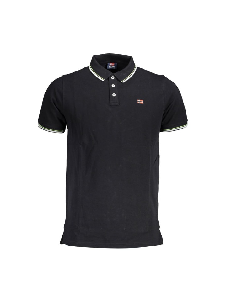Schwarz Baumwolle Herren Polo Hemd