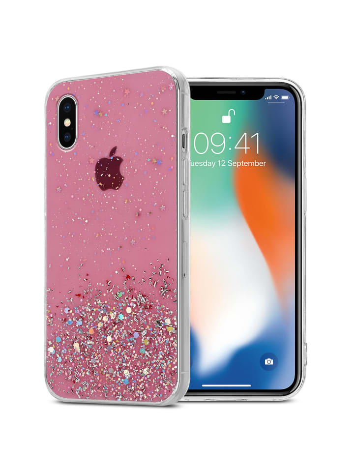 Hülle für Apple iPhone X / XS Glitter in Rosa mit Glitter