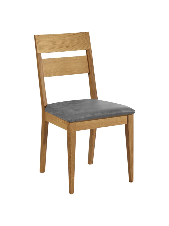 ESSZIMMERSTUHL 2er-Set Delfi 7 Wildeiche Massiv/Microfaser Grau