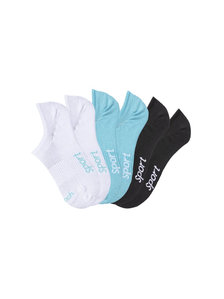 Sneakersocken in 2x türkis, 2x weiß, 2x schwarz