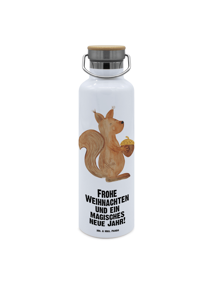 Sportflasche Eichhörnchen Weihnachten mit Spruch in Weiß