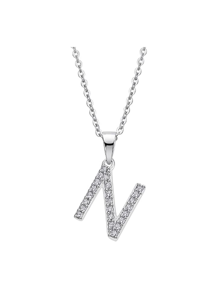 Buchstabe N Halskette 925 Sterling Silber ca. 42cm silber, weiß