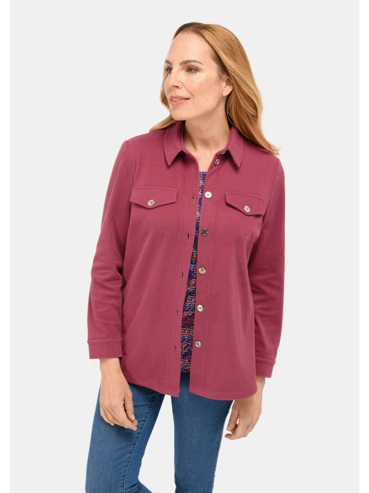 Kurzgröße:  Herbstjacke mit Hemdkragen in dunkelkoralle