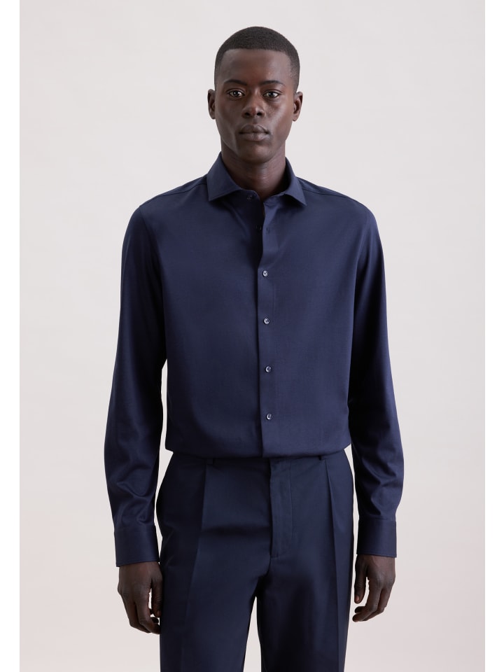 Jerseyhemd Slim in Dunkelblau