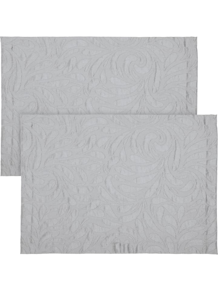 Jacquard, Baumwollmischung Tischset 2er-Pack Cadiz in hellgrau