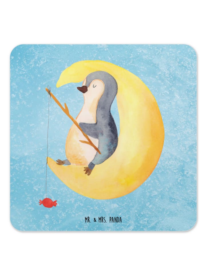 Untersetzer Set Pinguin Mond ohne Spruch in Eisblau