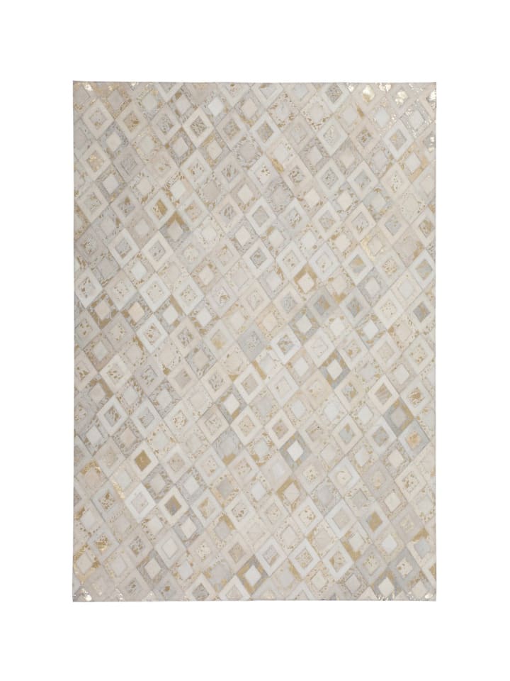 Wohnzimmer Teppich – Kurzflorteppich Spark 110 in creme - gold - rechteckig