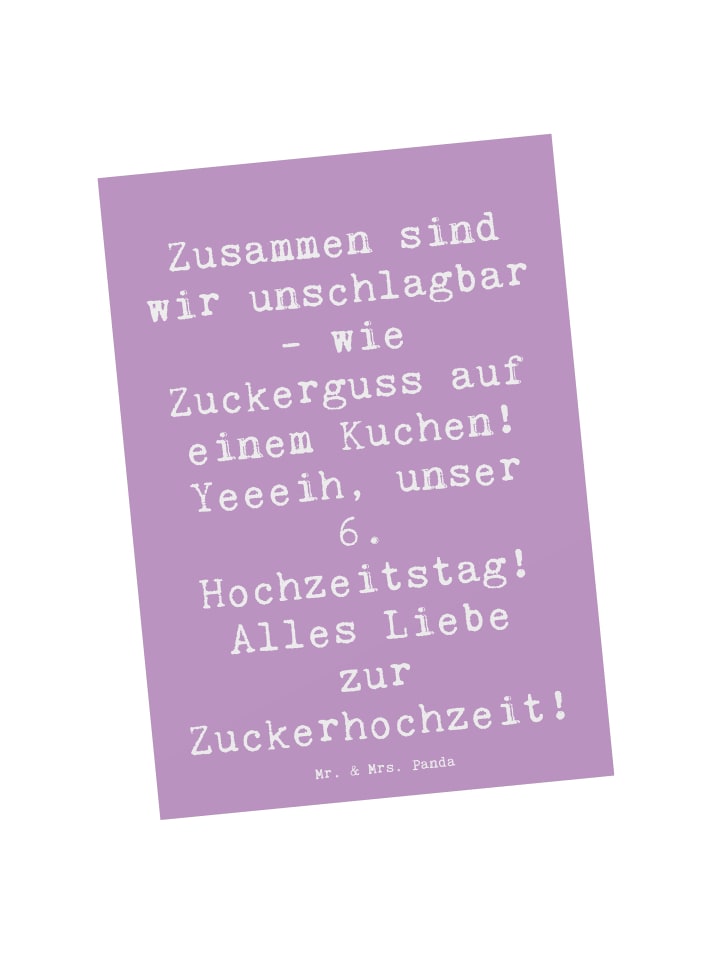 Postkarte Spruch 6. Hochzeitstag Zuckerhochzeit... in Lavendeltraum