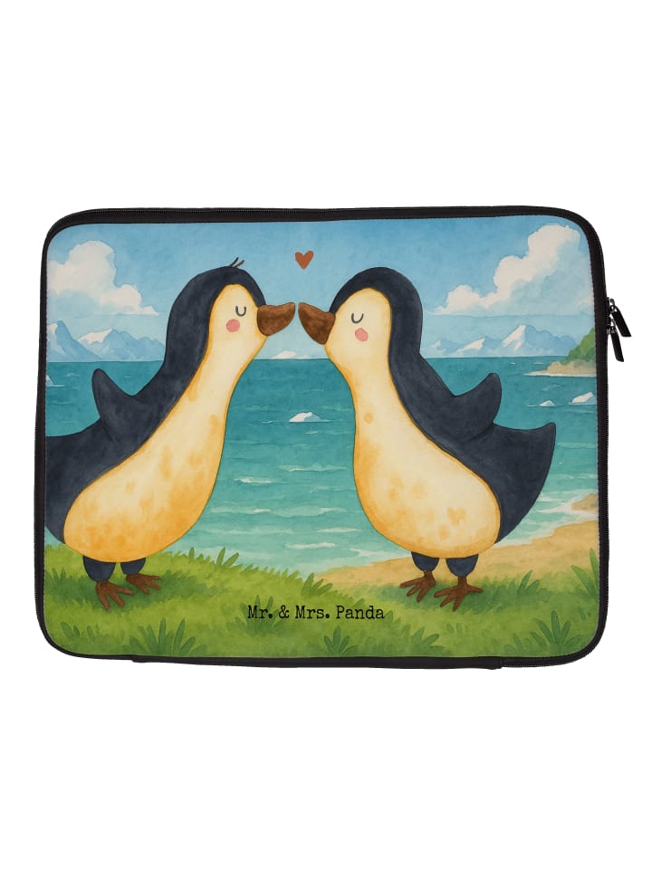 Laptoptasche Pinguine Kuss Design ohne Spruch in Weiß