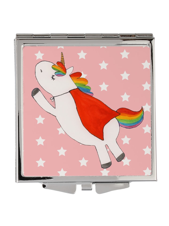 Schminkspiegel Einhorn Super ohne Spruch in Rot Pastell