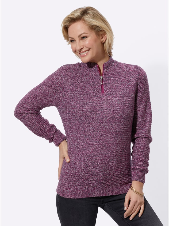 Pullover in erika-marine-meliert