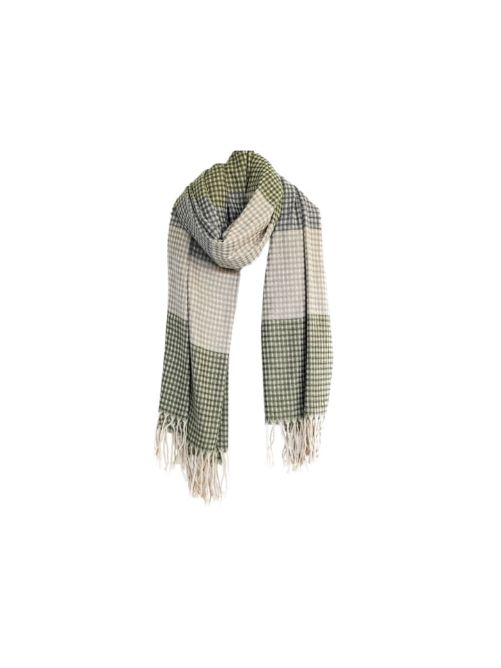 Karierter Schal mit Fransen ideal für den Herbst und Winter in Grün