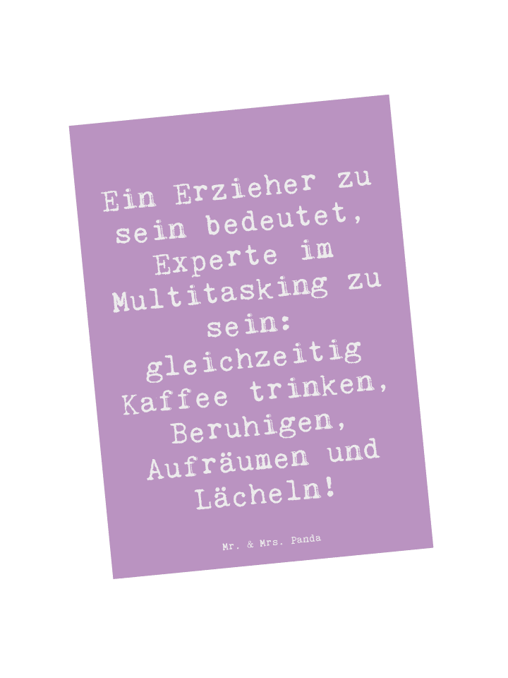 Postkarte Spruch Multitasking Erzieher mit Spruch in Lavendeltraum