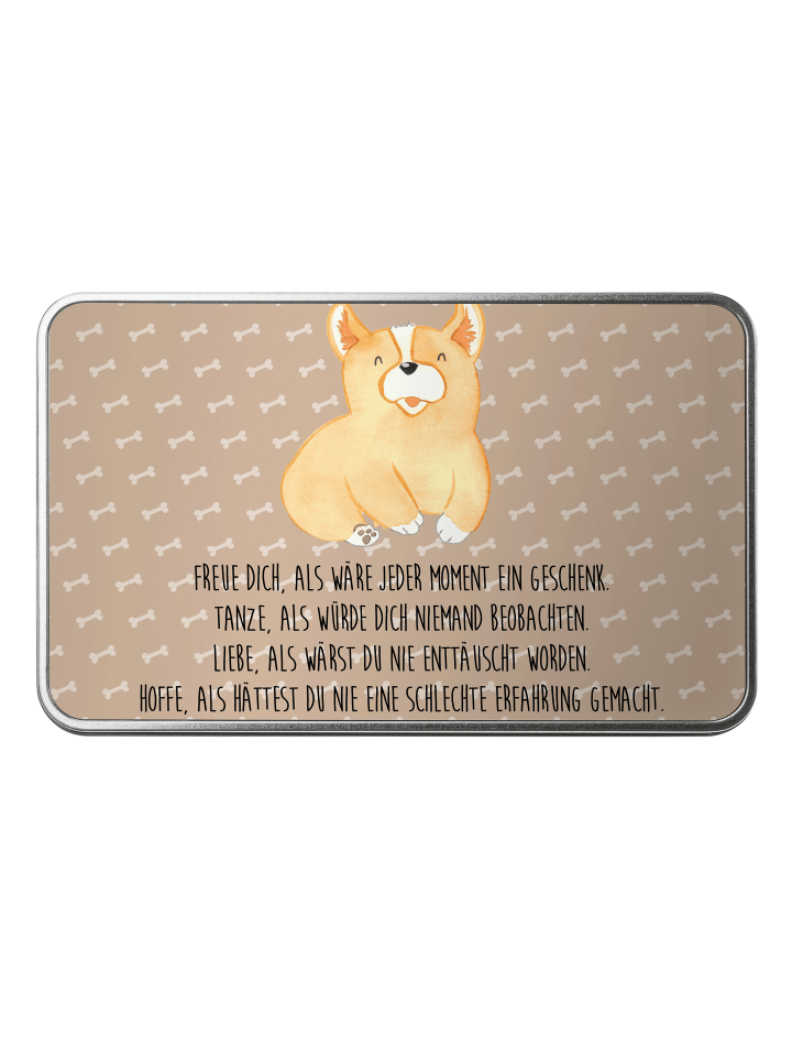 Aufbewahrungsbox Corgie mit Spruch in Hundeglück