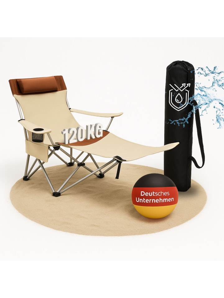 Gartenliege Liegestuhl tragbar Campingstuhl in Beige