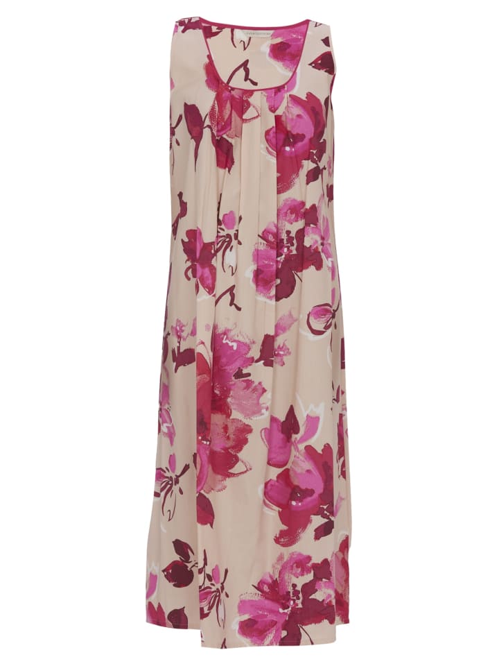 Aria Womens Floral Print Long Nightdress in Peach