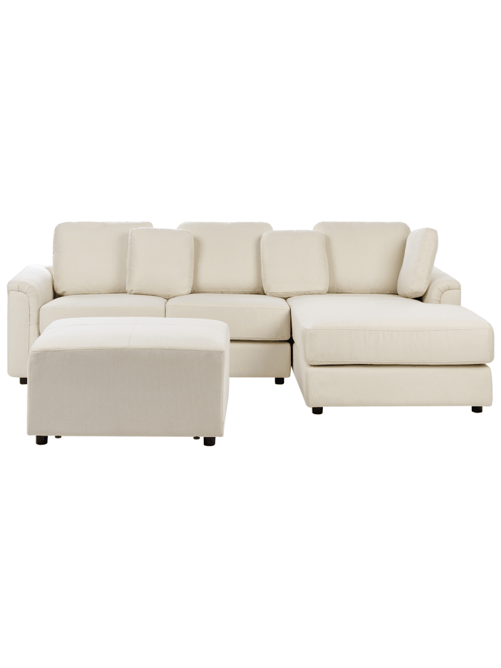 5-tlg 4-Sitzer Sofa KOHLO in Beige/Schwarz linksseitig