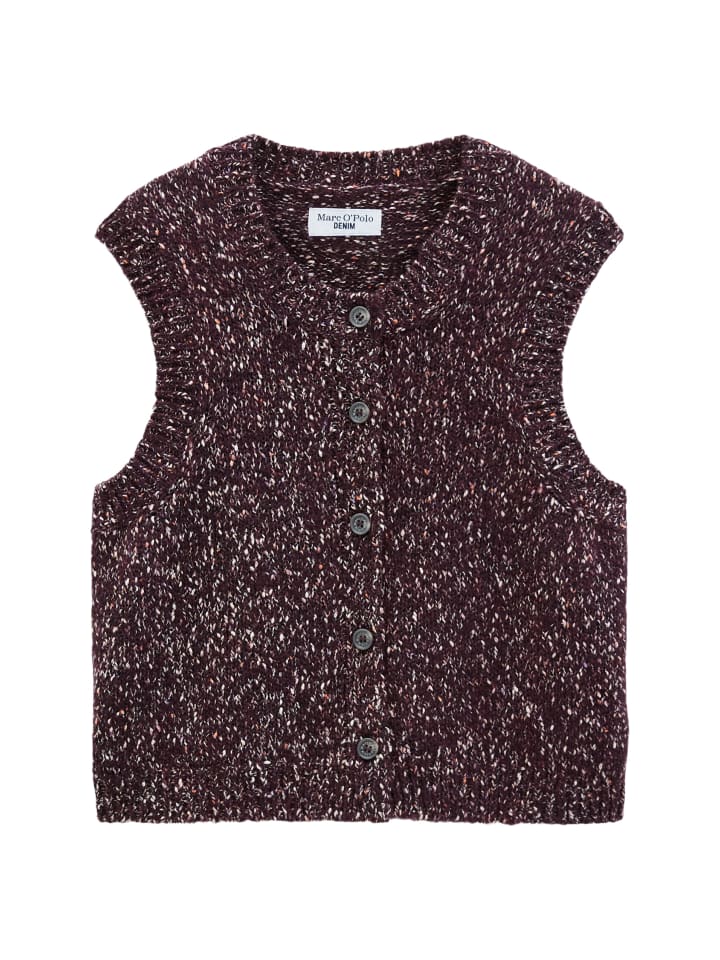 Ärmelloser Tweed-Cardigan regular in Mahagony Jam
