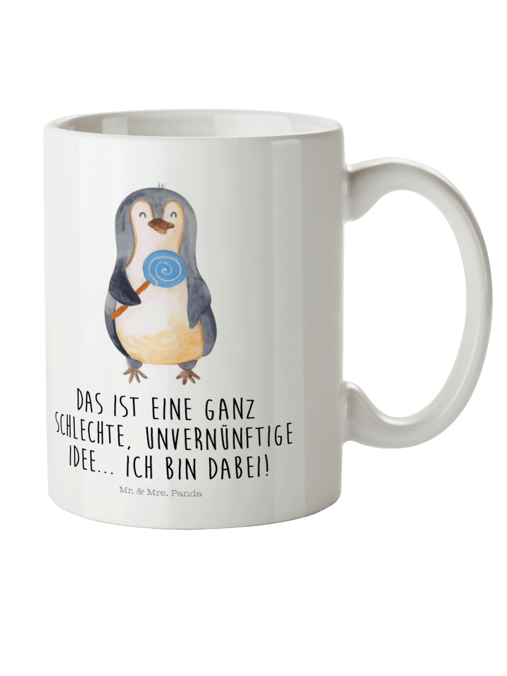 Trinkbecher Pinguin Lolli mit Spruch in Weiß