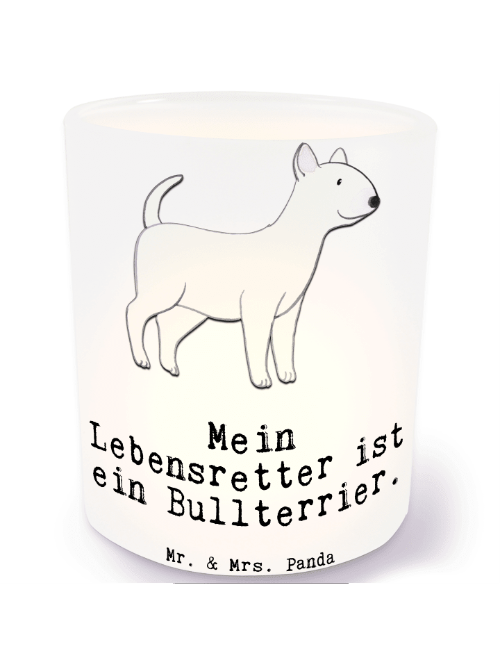 Windlicht Bullterrier Lebensretter mit Spruch in Transparent