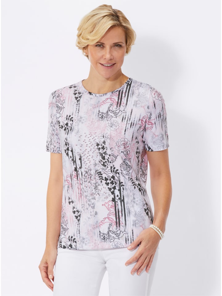 Shirt in altrosé-grau-bedruckt