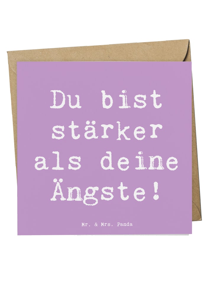 Klappkarte Spruch Angst überwinden mit Spruch in Lavendeltraum