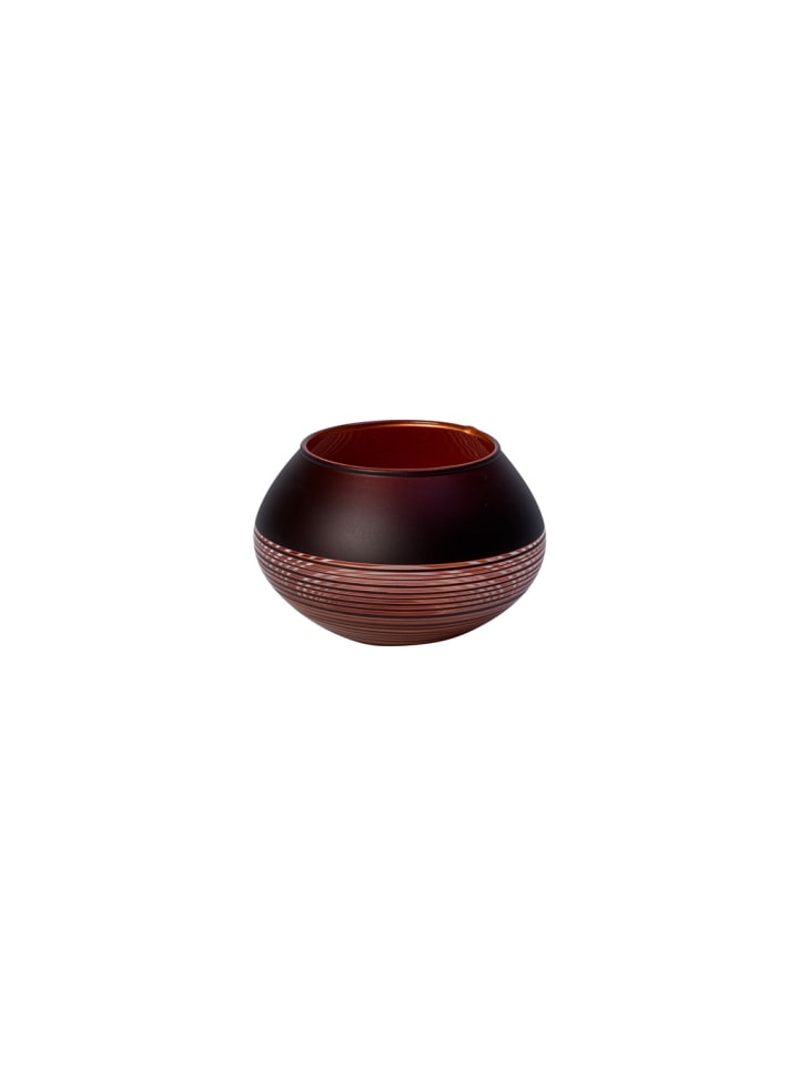 Teelichthalter Manufacture Swirl in Schwarz-Kupfer ø 10,8 cm