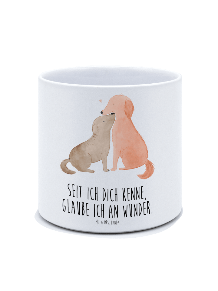 Pflanzkübel Groß Hunde Liebe mit Spruch in Weiß