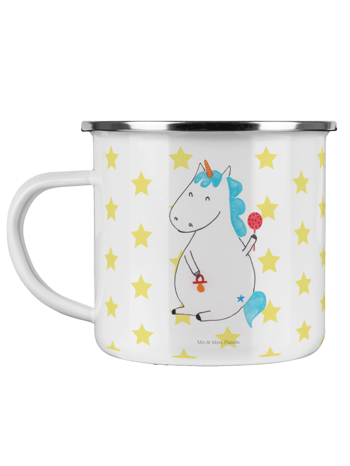 Camping Emaille Tasse Einhorn Baby ohne Spruch in Weiß