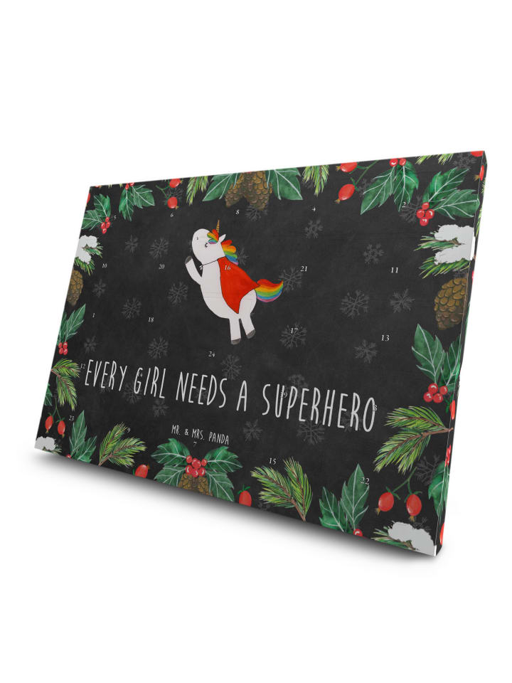 Adventskalender Einhorn Super mit Spruch in Kreidetafel