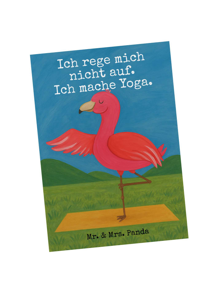 Postkarte Flamingo Yoga Design mit Spruch in Weiß