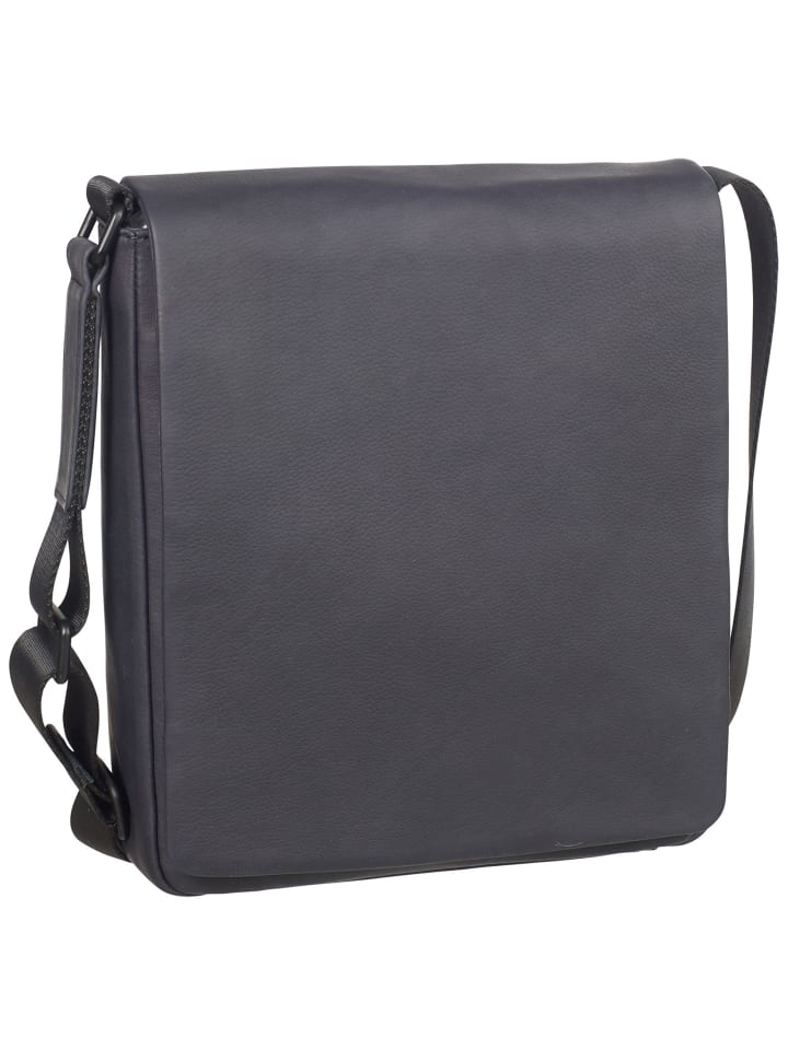 Den Haag Umhängetasche Leder 23 cm grau