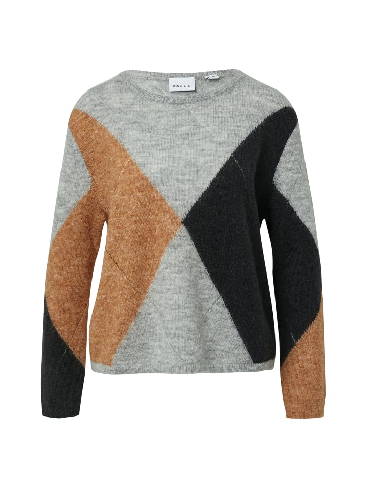 Pullover in grau camel - 0001