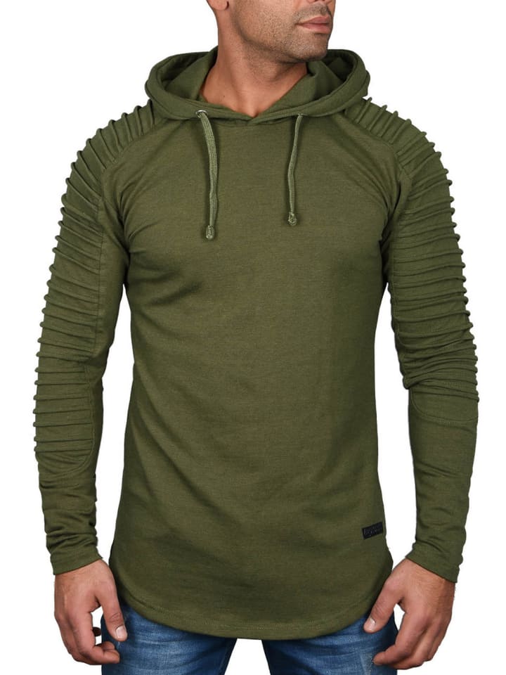 Hoodie A. Salvarini Langarm Shirt in Olive