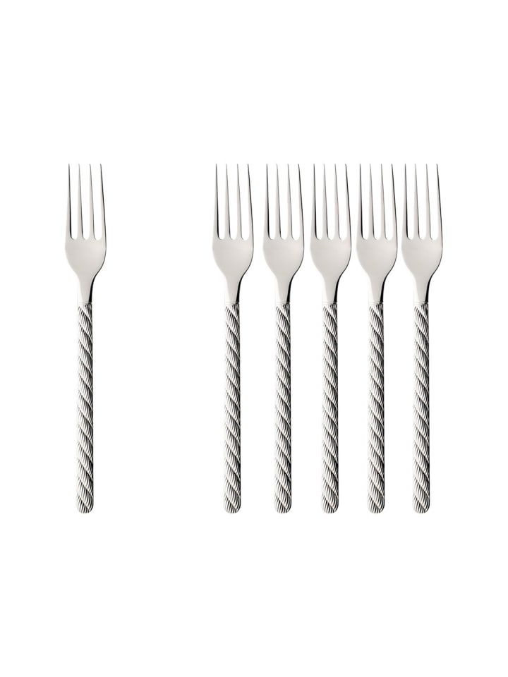 6er Set Tafelgabel Montauk in 210 mm in silber