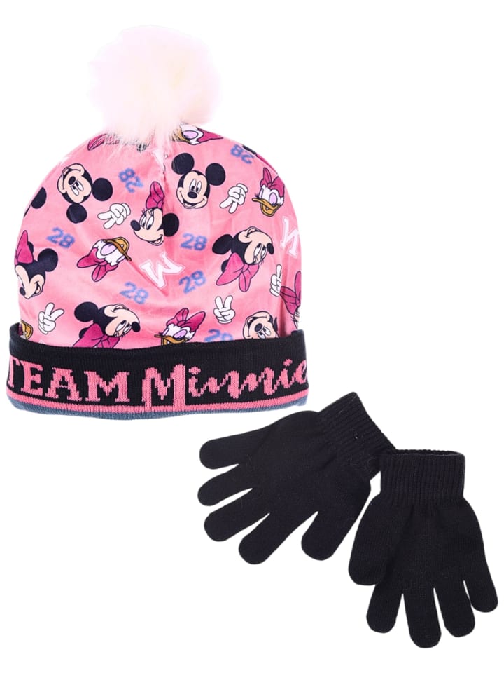 Set Mütze & Handschuhe Disney Minnie Mouse in Rosa-Dunkelblau
