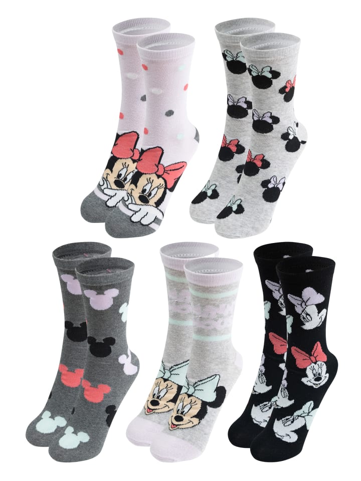 5er Pack Disney Minnie Mouse Socken Sneaker Strümpfe in Mehrfarbig