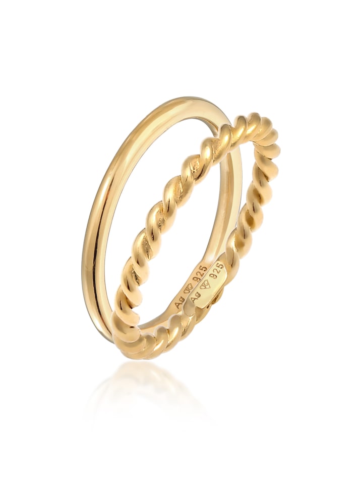 Ring 925 Sterling Silber Twisted in Gold