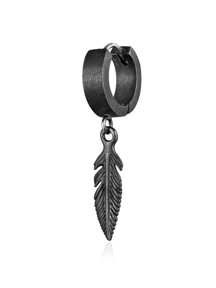 Ohrringe 925 Sterling Silber Feder in Schwarz