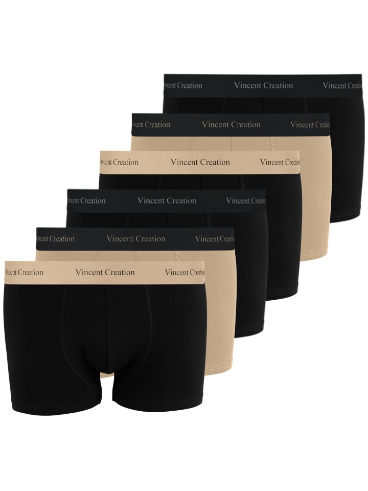 Boxershorts 6 Stück Hipster, Retroshorts in schwarz/taupe/schwarz