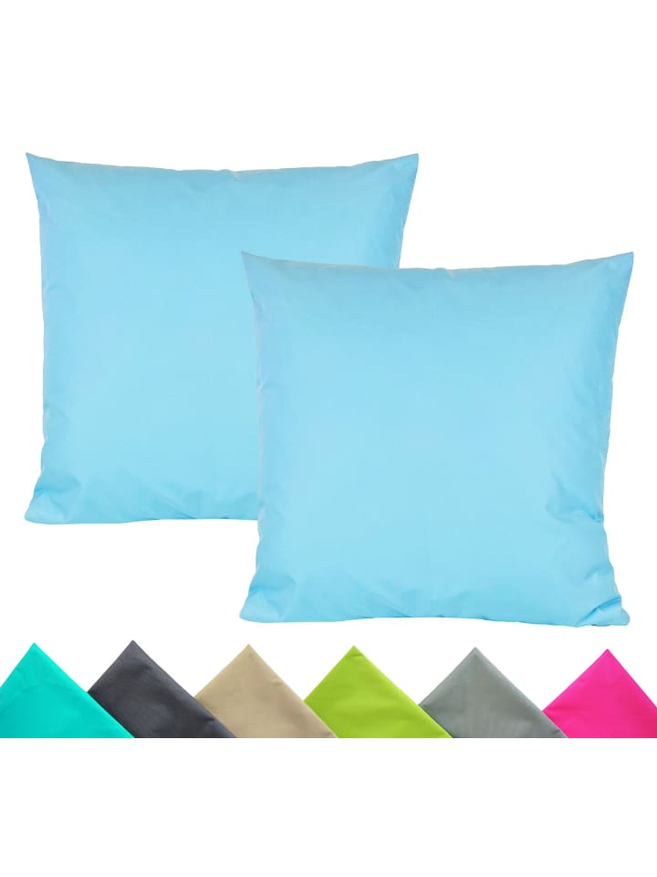2er Set Outdoor Kissenhülle 40x40cm Uni in Hellblau