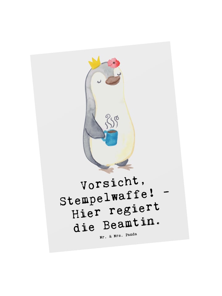 Grußkarte Beamtin Stempelwaffe mit Spruch in Weiß