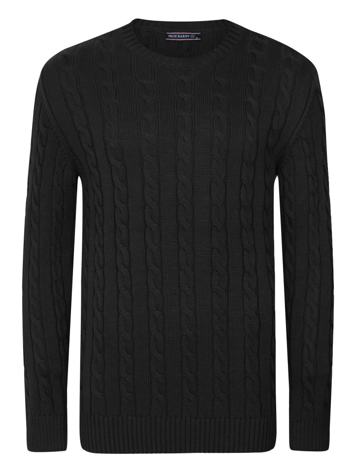 Zopfmuster Pullover in Schwarz