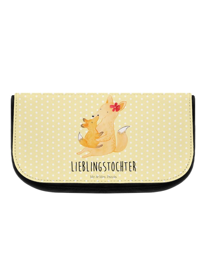 Kosmetiktasche Fuchs Mama mit Spruch in Gelb Pastell