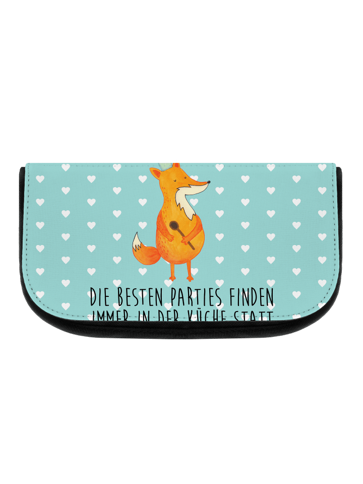 Kosmetiktäschchen Fuchs Koch mit Spruch in Türkis Pastell