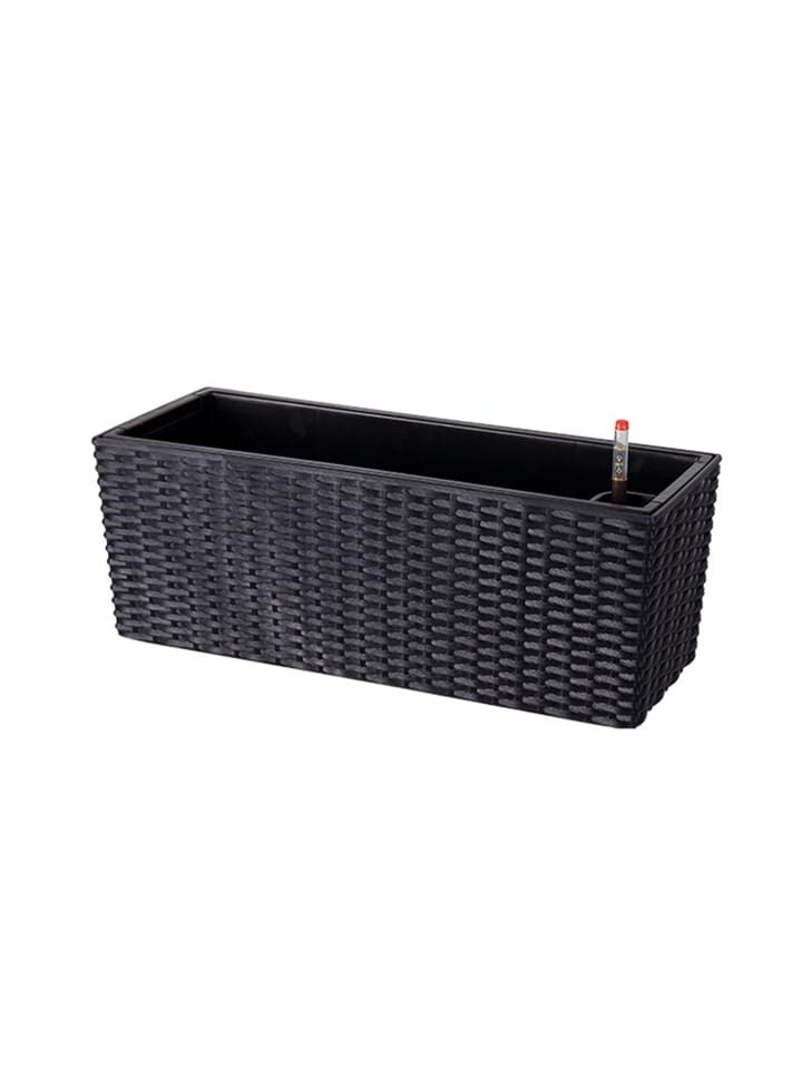 Balkonkasten "Rattan" in Schwarz - (B)50 x (H)19 x (T)19 cm