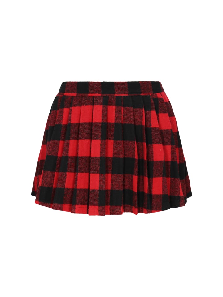 Women Skirt in black red check